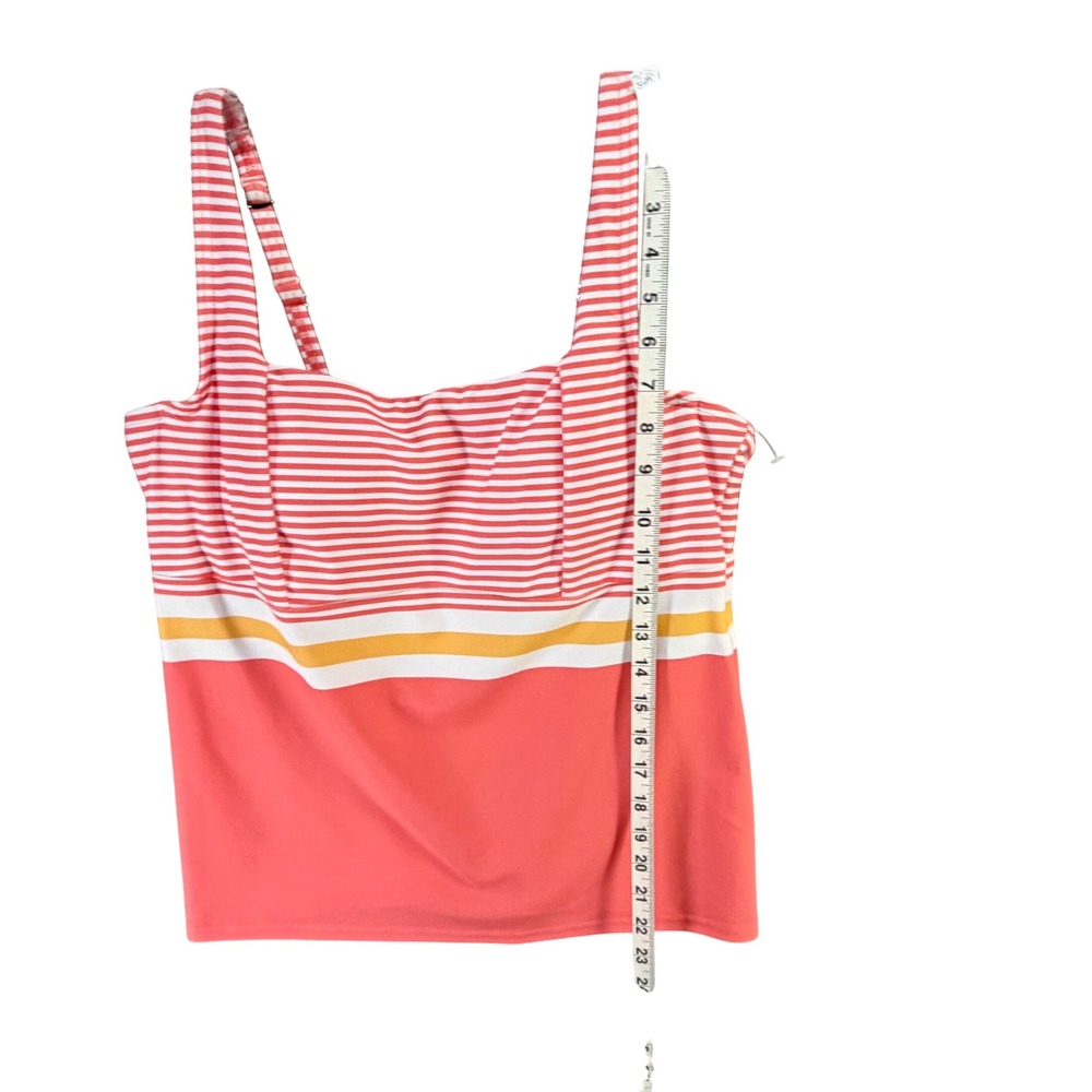 Lands End Tankini Top Womens 12 Peach Orange Pink Stripe Wired Cup Beach Swim - Picture 9 of 14